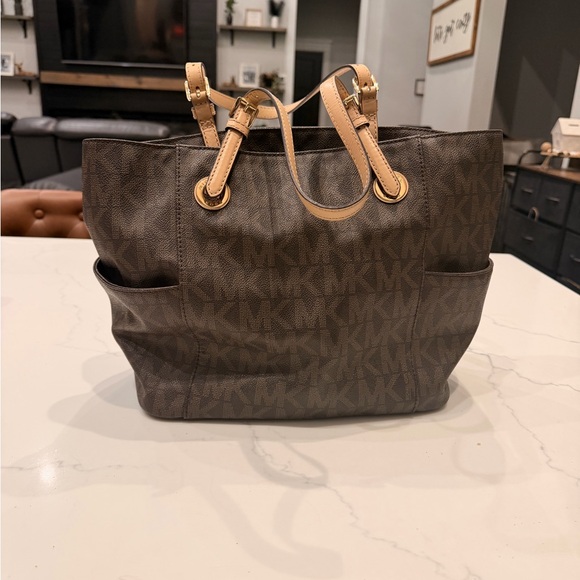 Michael Kors Dark Brown and Tan Tote Bag - Picture 2 of 3
